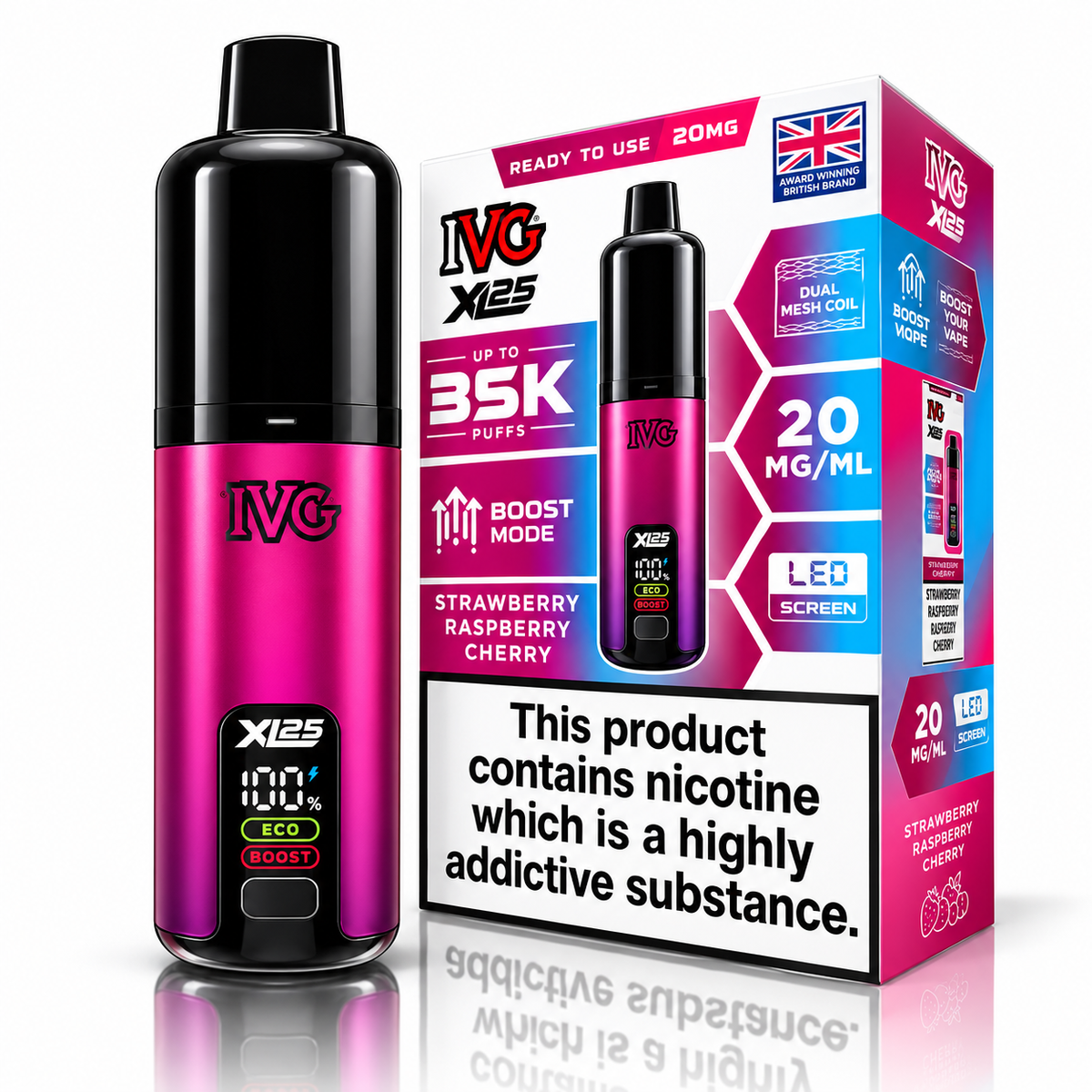 IVG XL 35000 Puff Prefilled Rechargeable Vape Kit – Box of 5 Devices