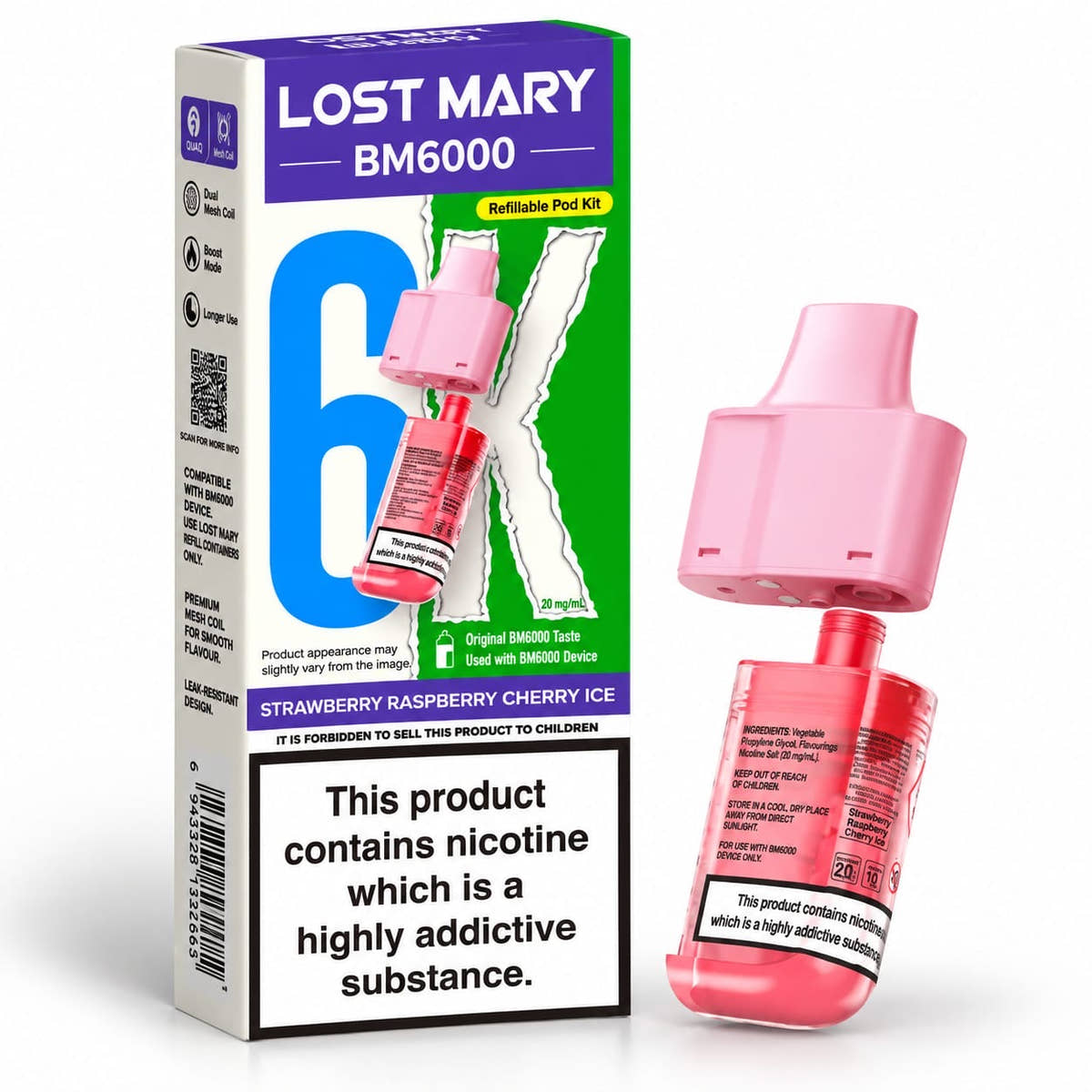 Lost Mary BM6000 Prefilled Replacement Vape Pods – Pack of 5 Cartridges
