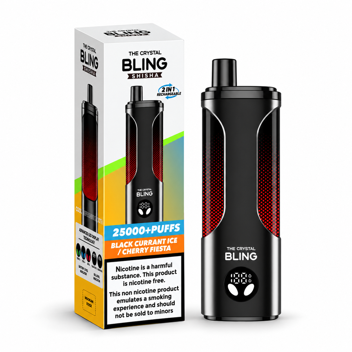 The Crystal Bling Shisha 25000 Puffs Zero Nicotine Disposable Vape - Pack of 5