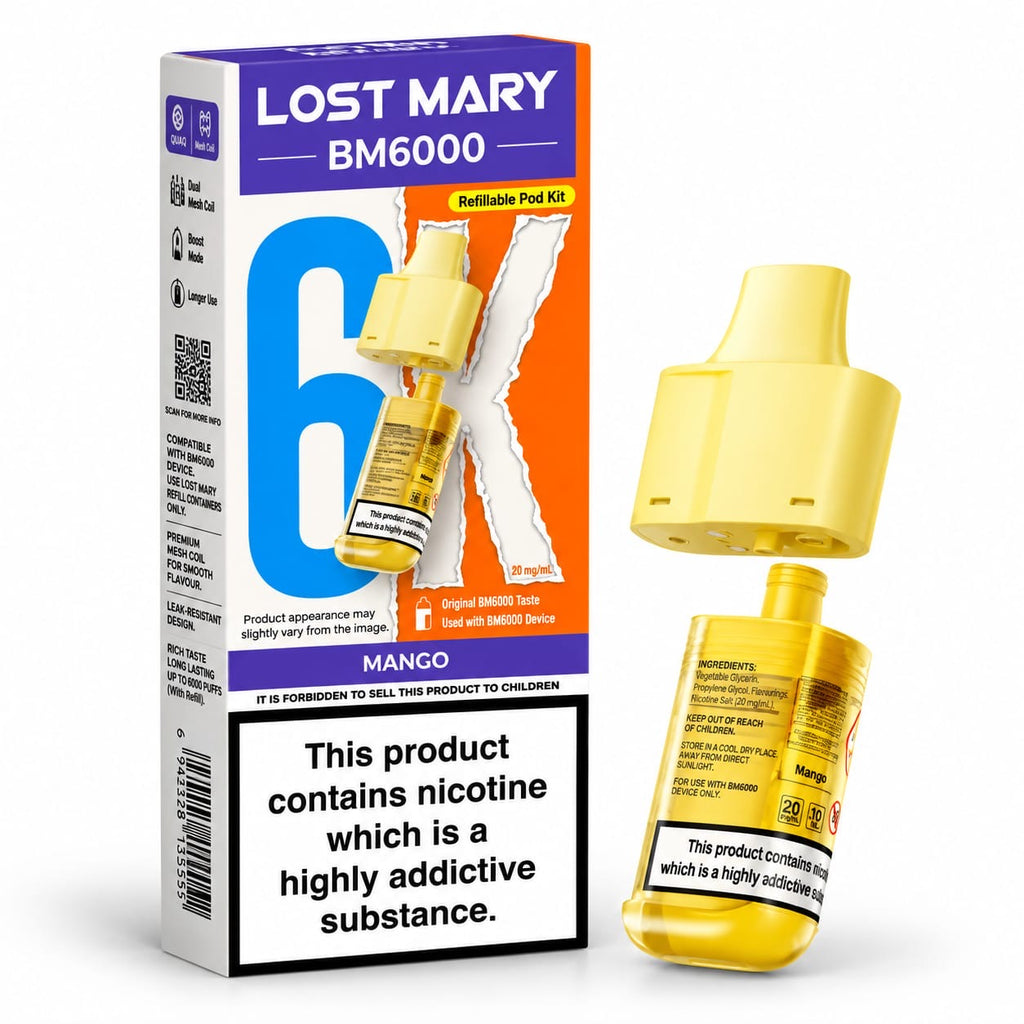 Lost Mary BM6000 Prefilled Replacement Vape Pods – Pack of 5 Cartridges