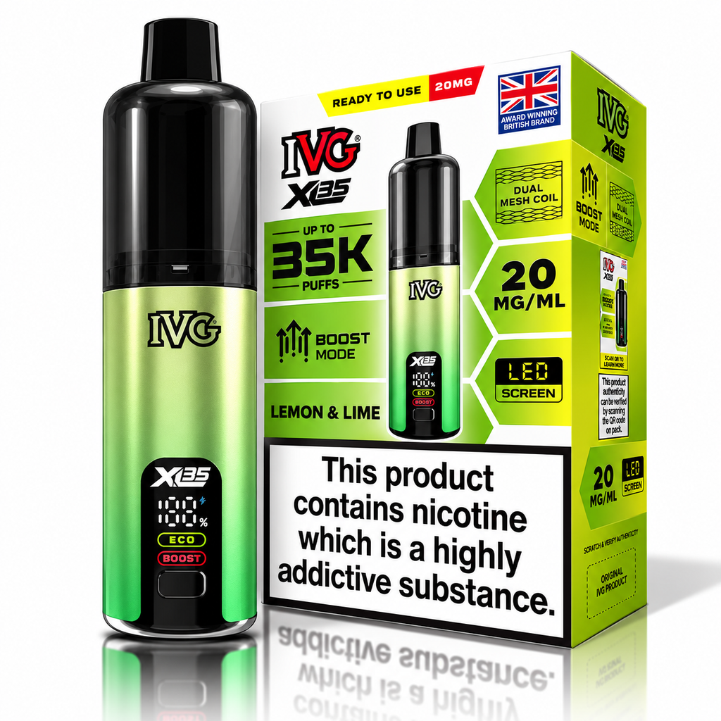 IVG XL 35000 Puff Prefilled Rechargeable Vape Kit – Box of 5 Devices