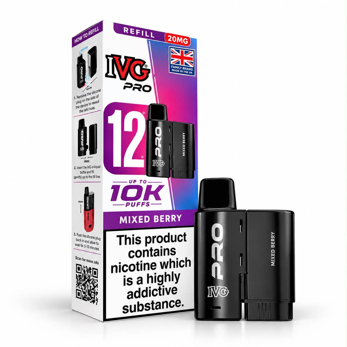 IVG Pro 12 Prefilled Replacement Vape Pods – Box of 5 Cartridges