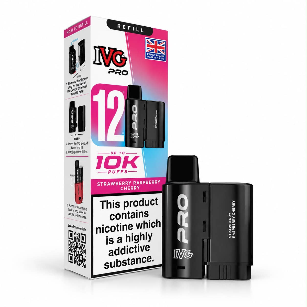 IVG Pro 12 Prefilled Replacement Vape Pods – Box of 5 Cartridges