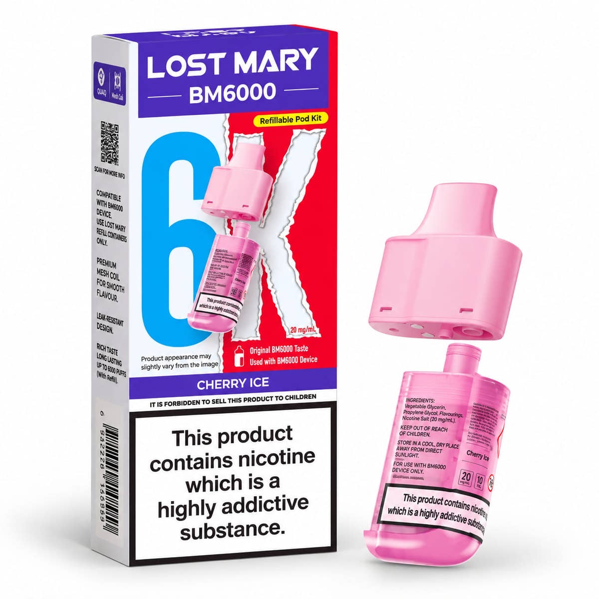 Lost Mary BM6000 Prefilled Replacement Vape Pods – Pack of 5 Cartridges