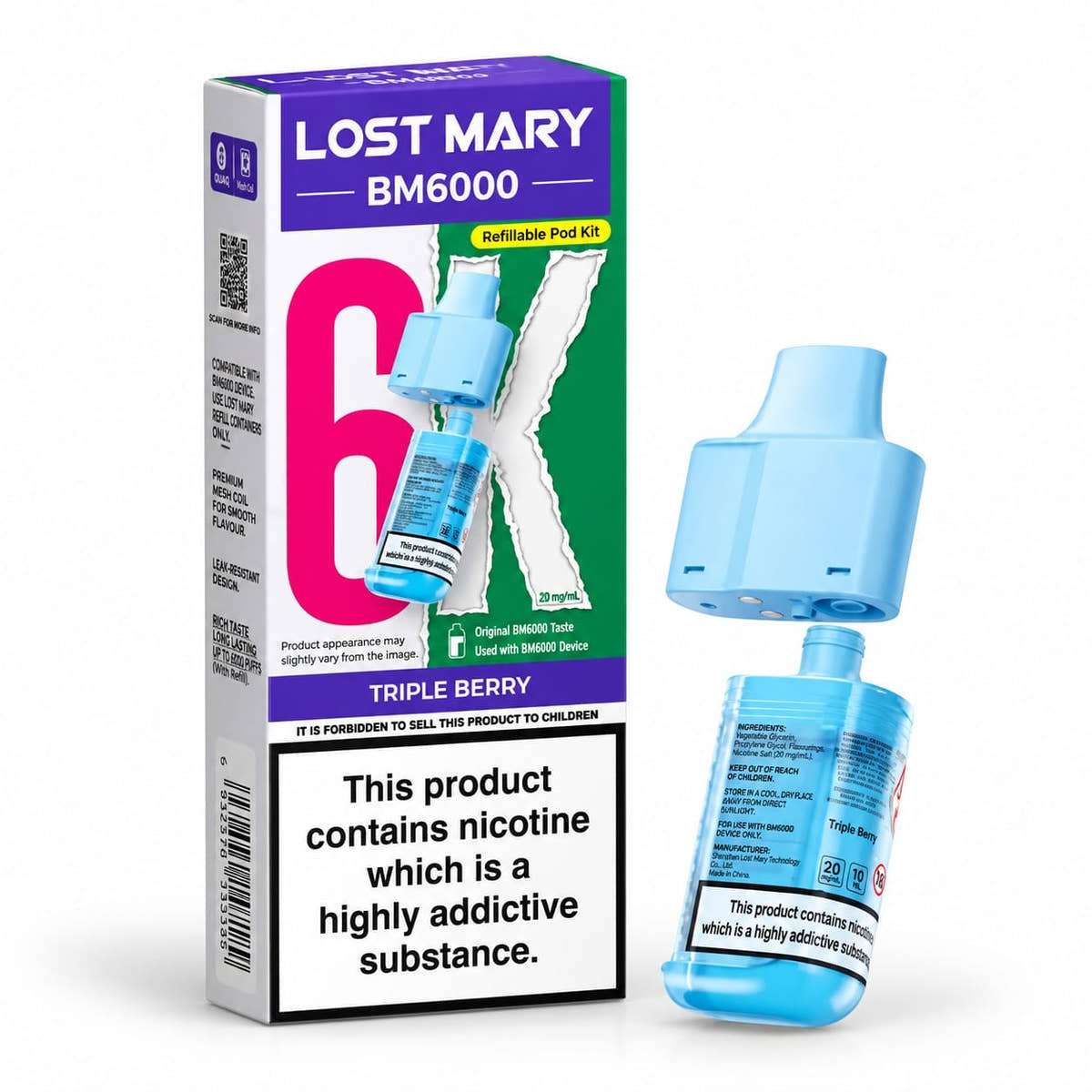 Lost Mary BM6000 Prefilled Replacement Vape Pods – Pack of 5 Cartridges