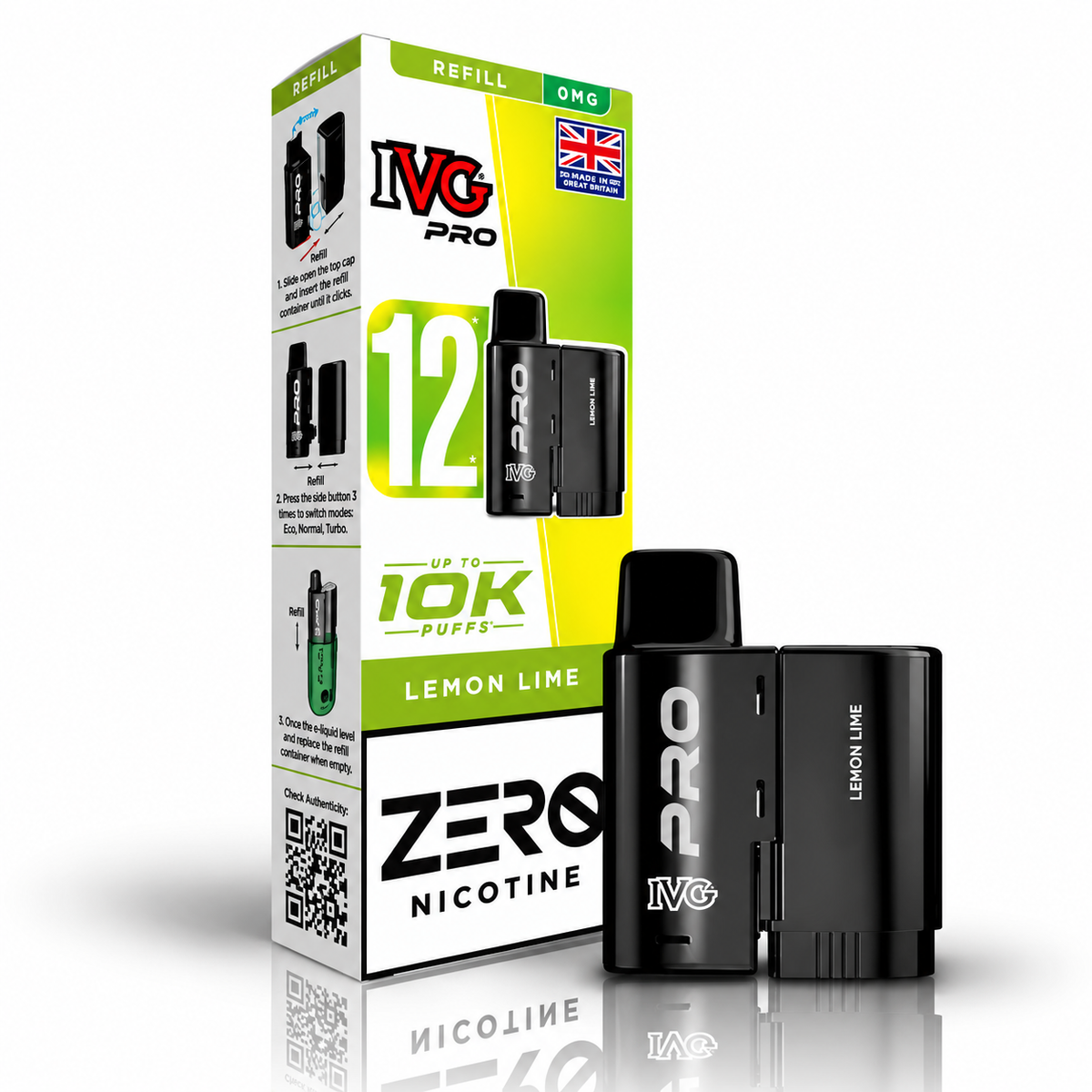 IVG Pro 12 Zero Nicotine Prefilled Replacement Pods - Pack of 5