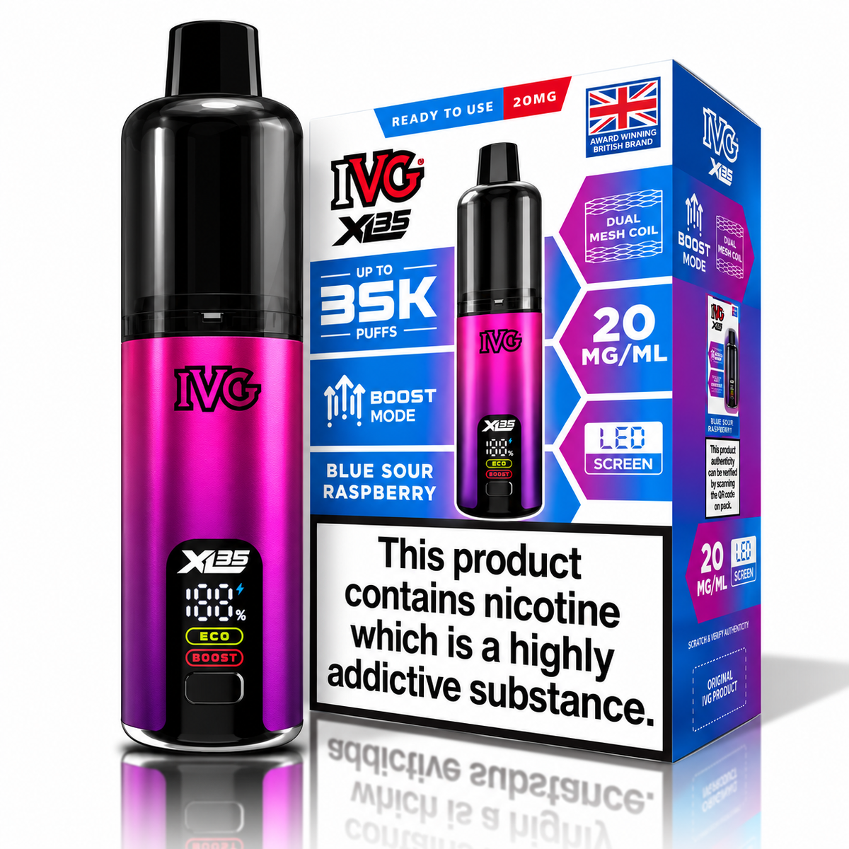 IVG XL 35000 Puff Prefilled Rechargeable Vape Kit – Box of 5 Devices