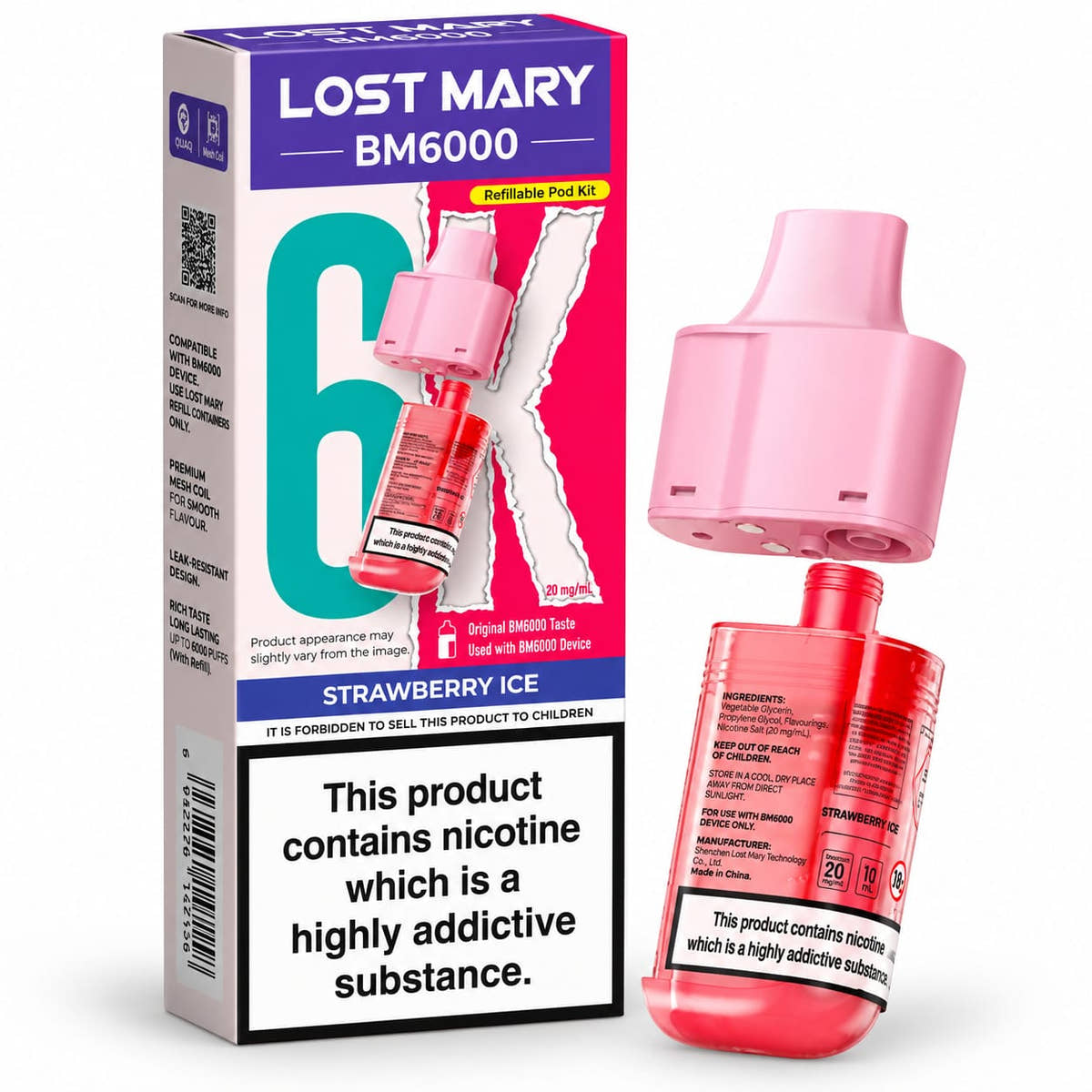 Lost Mary BM6000 Prefilled Replacement Vape Pods – Pack of 5 Cartridges