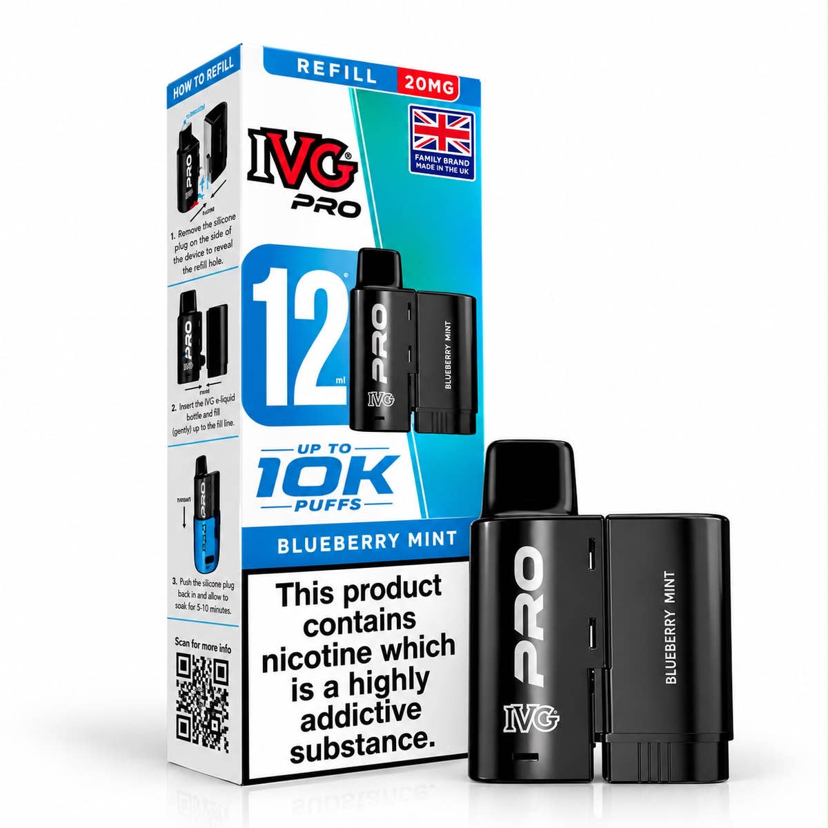 IVG Pro 12 Prefilled Replacement Vape Pods – Box of 5 Cartridges