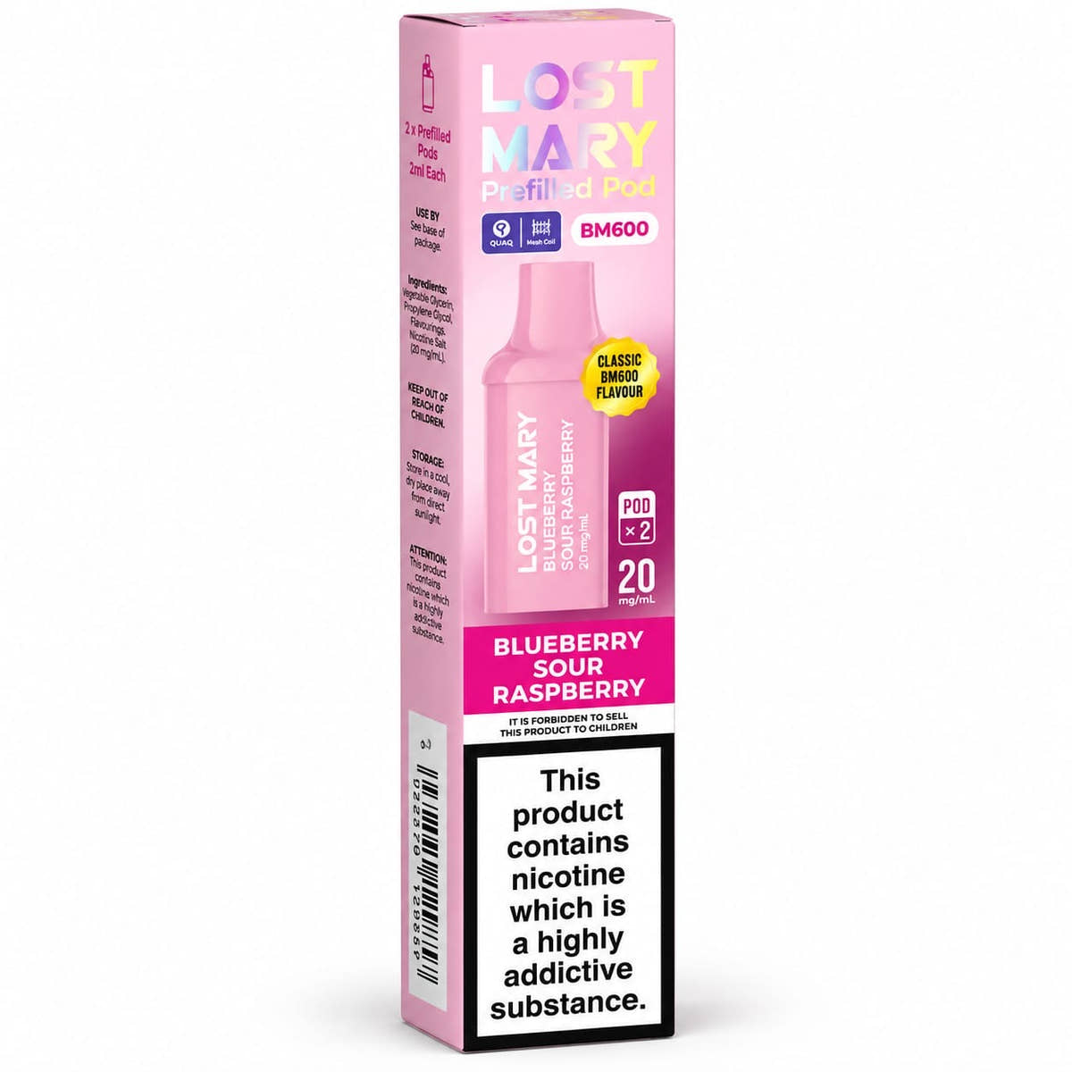 Lost Mary BM600 20mg Prefilled Replacement Vape Pods – Case of 10