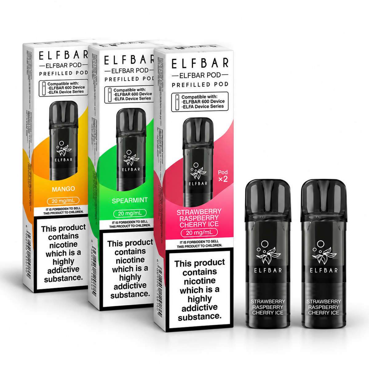 Elf Bar 600 2ml Prefilled Replacement Vape Pods – Bulk Case of 10