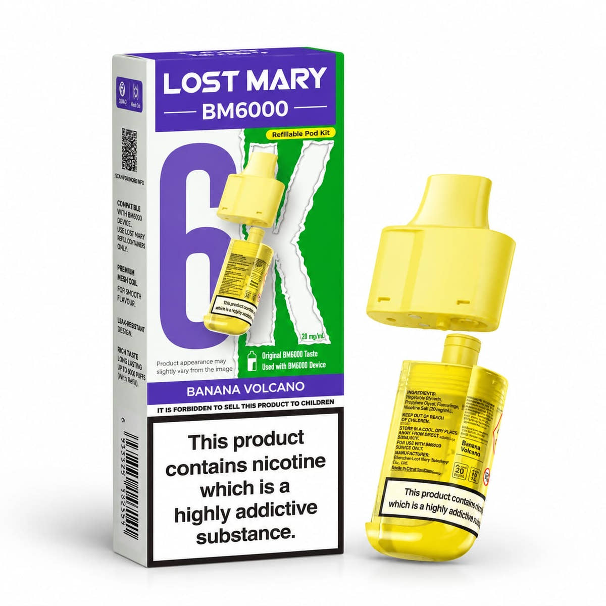 Lost Mary BM6000 Prefilled Replacement Vape Pods – Pack of 5 Cartridges