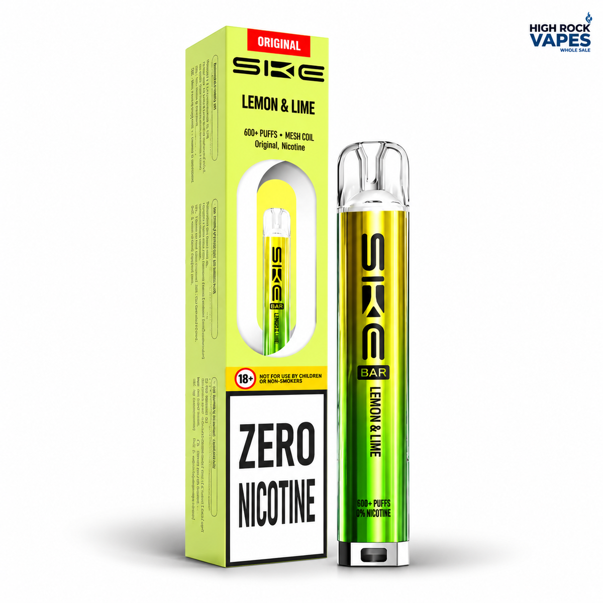 SKE Crystal Bar 600 Zero Nicotine Disposable Vapes - Box of 10