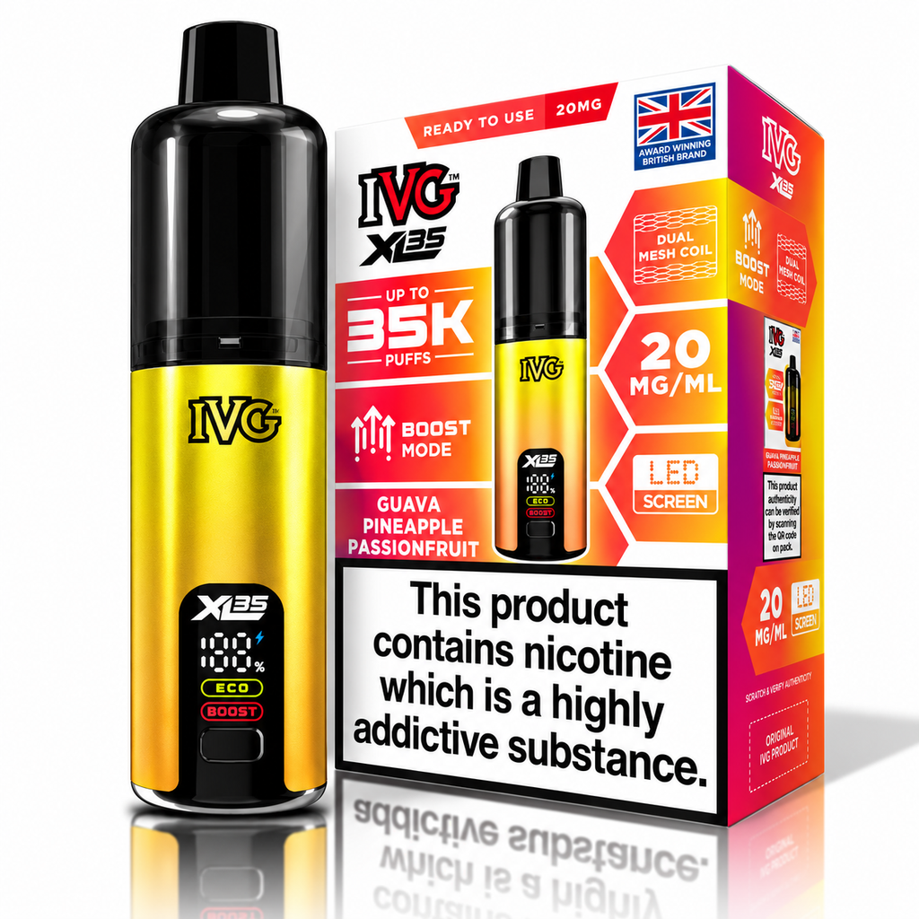 IVG XL 35000 Puff Prefilled Rechargeable Vape Kit – Box of 5 Devices