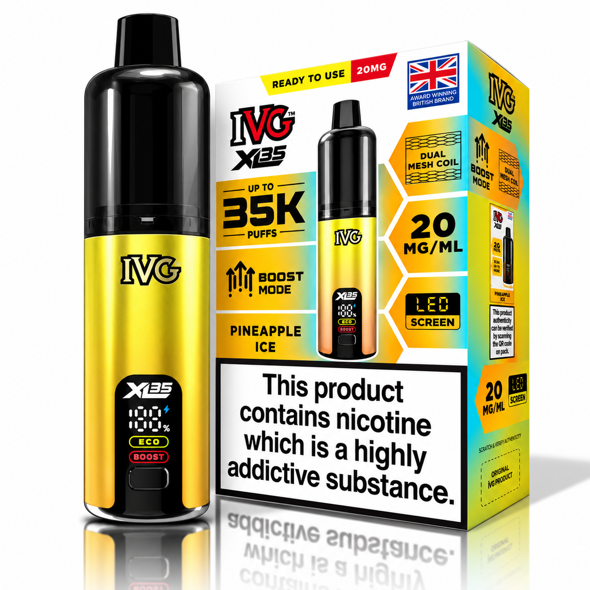 IVG XL 35000 Puff Prefilled Rechargeable Vape Kit – Box of 5 Devices