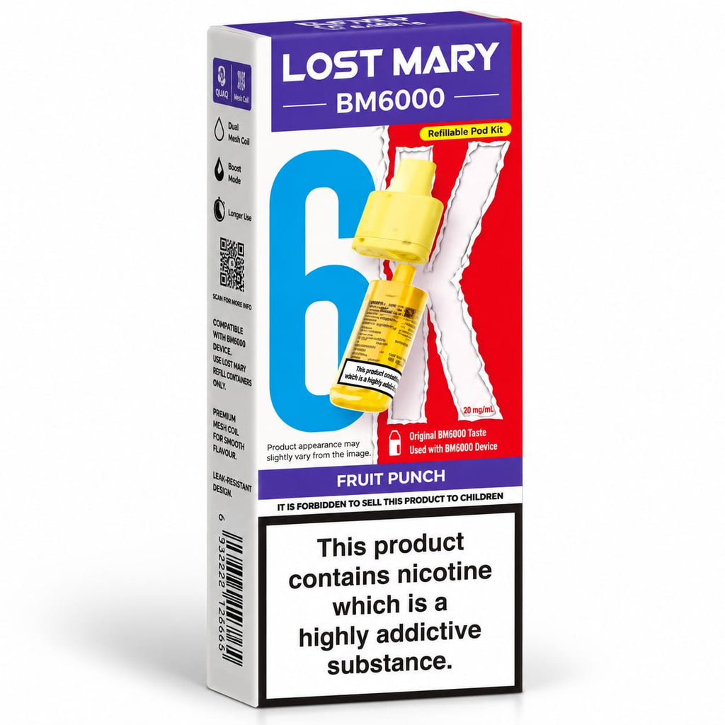 Lost Mary BM6000 Prefilled Replacement Vape Pods – Pack of 5 Cartridges
