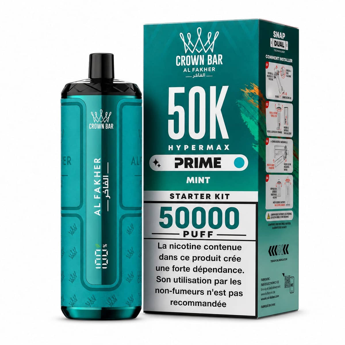 Crown Bar Al Fakher HyperMax Prime 50000 Puff Prefilled Vape Device – Case of 5