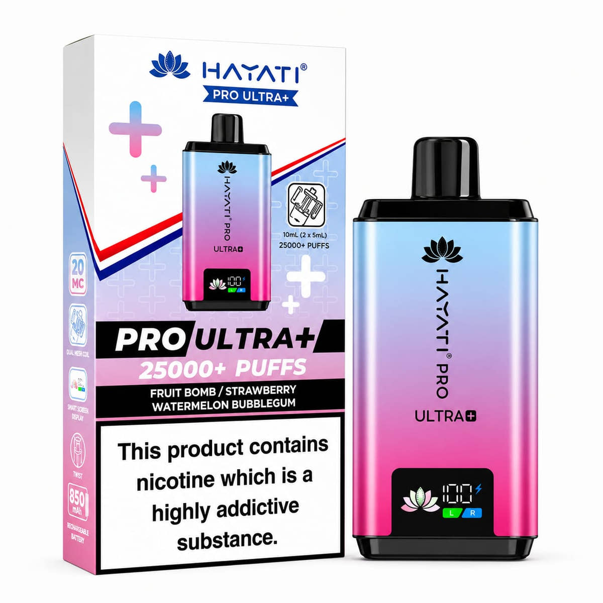 Hayati Pro Ultra Plus 25000 Puff Prefilled Rechargeable Vape Kit – Case of 5