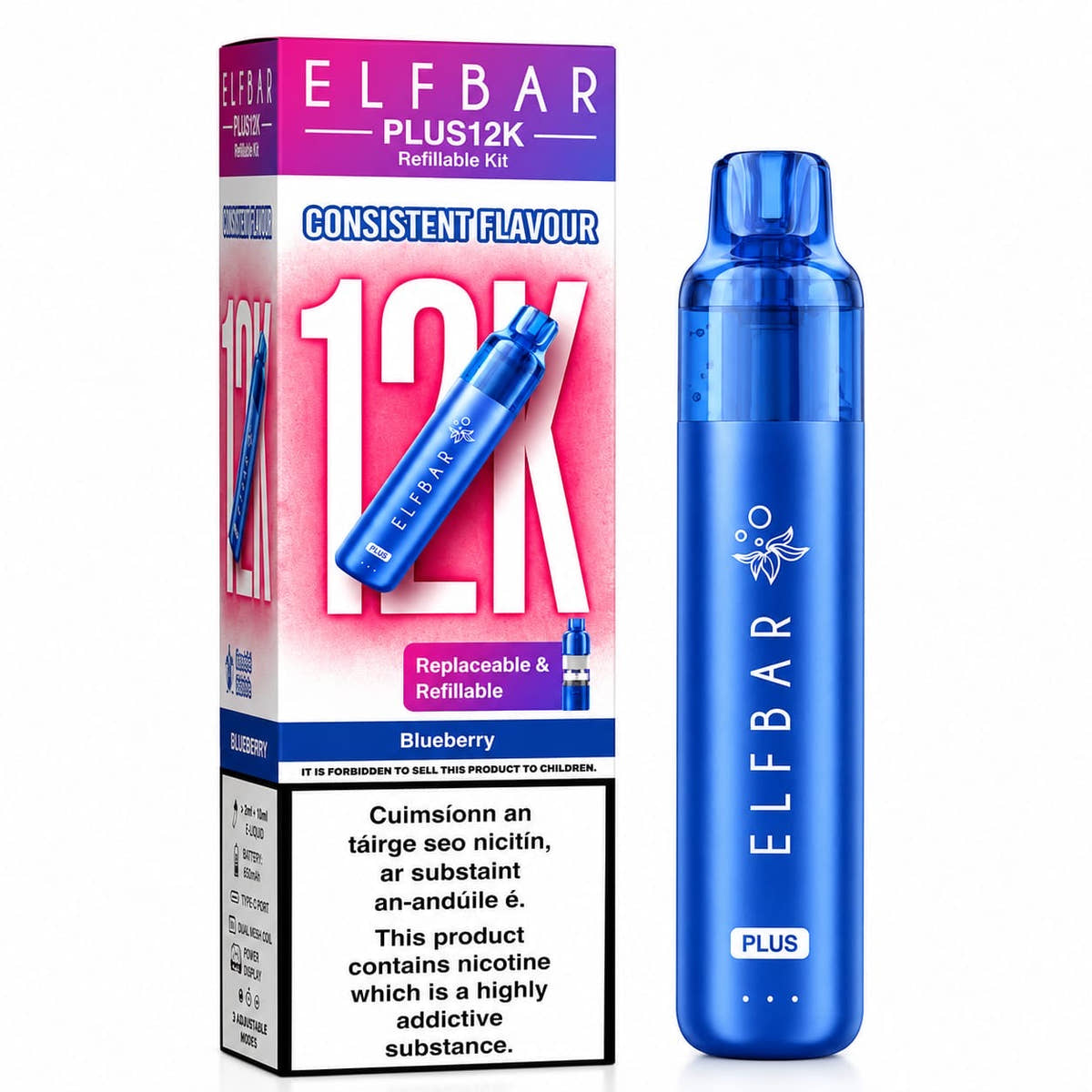 Elf Bar Elfplus 12000 Puff Prefilled Rechargeable Vape Kit – Case of 5