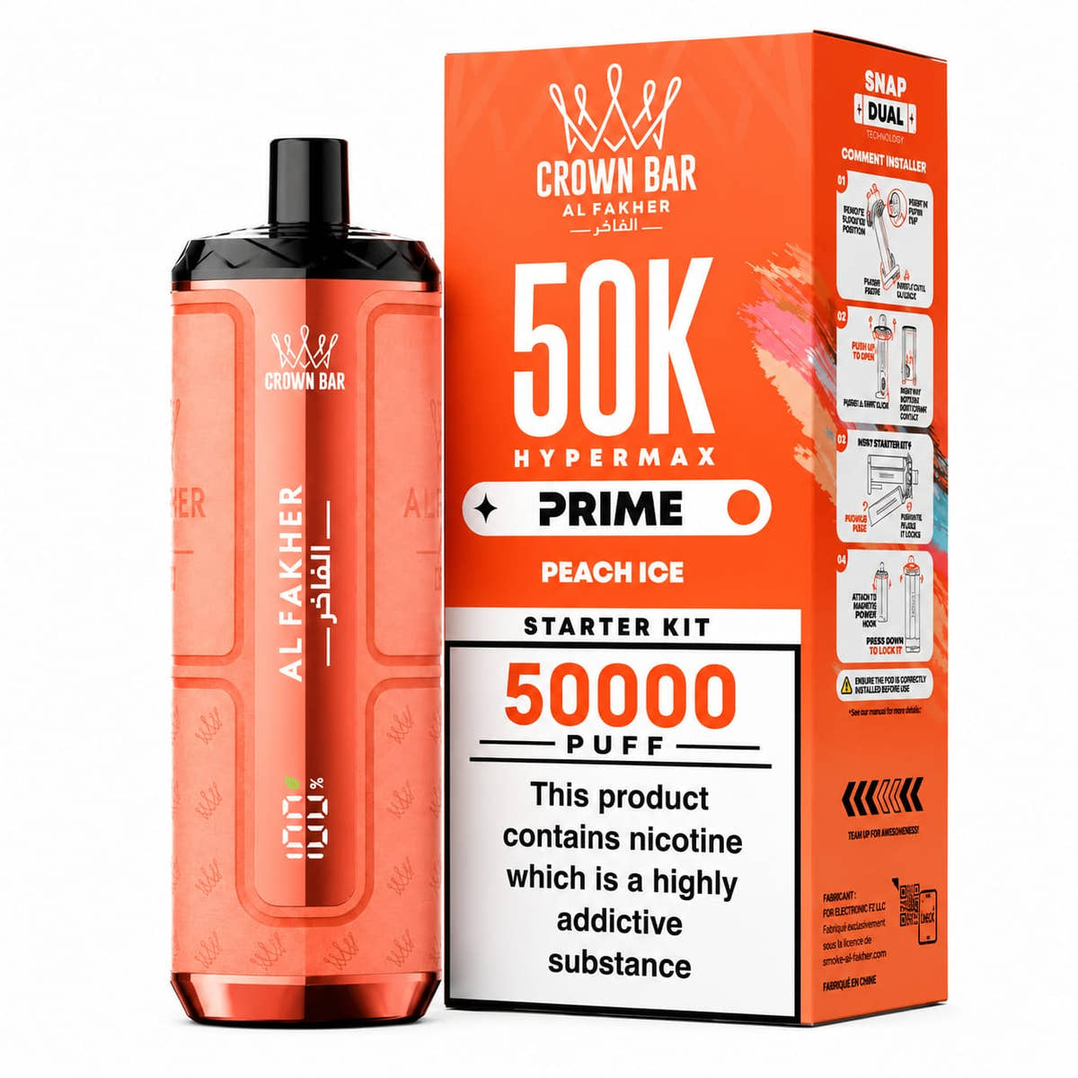 Crown Bar Al Fakher HyperMax Prime 50000 Puff Prefilled Vape Device – Case of 5